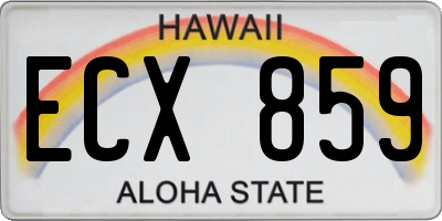 HI license plate ECX859