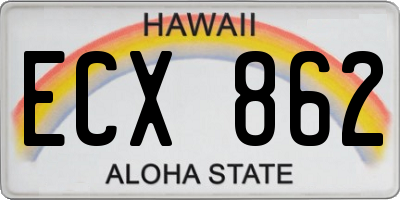 HI license plate ECX862