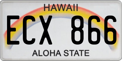 HI license plate ECX866