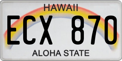 HI license plate ECX870