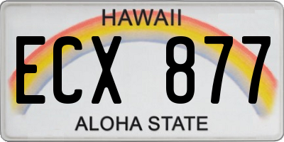HI license plate ECX877