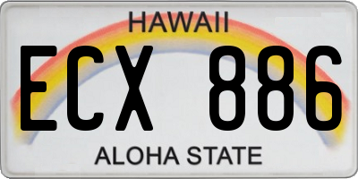 HI license plate ECX886