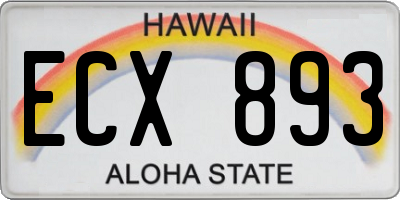 HI license plate ECX893