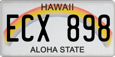 HI license plate ECX898
