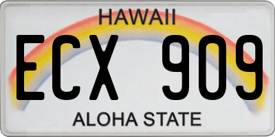 HI license plate ECX909