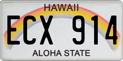 HI license plate ECX914