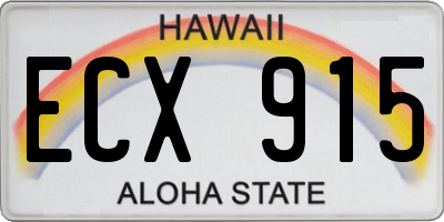 HI license plate ECX915