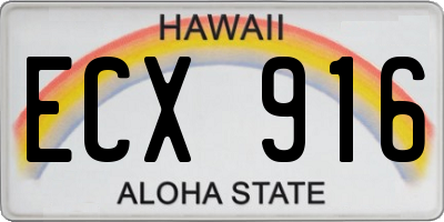 HI license plate ECX916