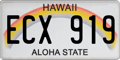 HI license plate ECX919