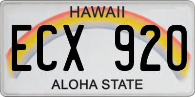 HI license plate ECX920