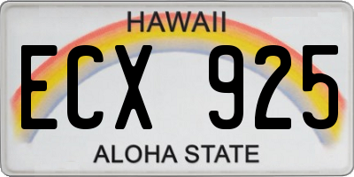 HI license plate ECX925