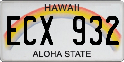 HI license plate ECX932