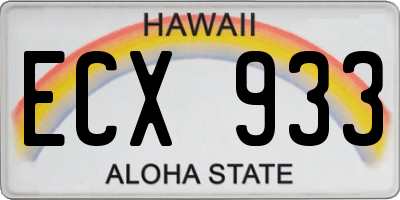 HI license plate ECX933