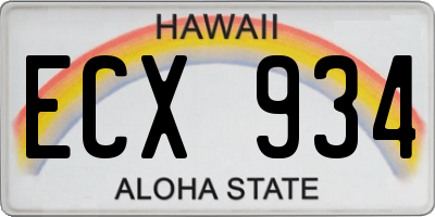 HI license plate ECX934