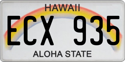 HI license plate ECX935
