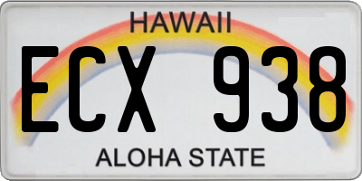 HI license plate ECX938