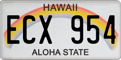 HI license plate ECX954