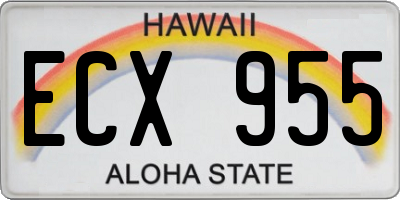 HI license plate ECX955
