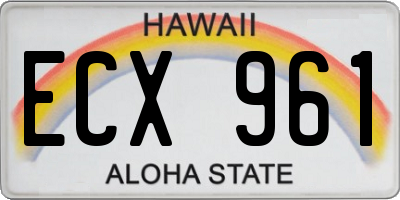 HI license plate ECX961