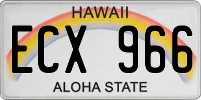 HI license plate ECX966