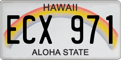 HI license plate ECX971