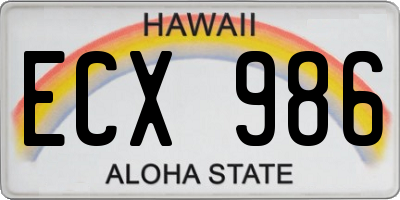 HI license plate ECX986