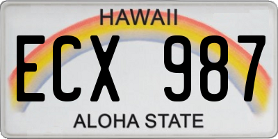 HI license plate ECX987