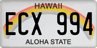 HI license plate ECX994