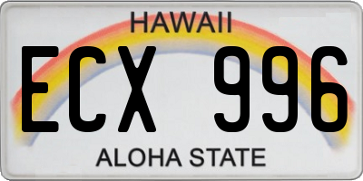 HI license plate ECX996