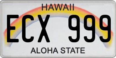 HI license plate ECX999