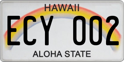 HI license plate ECY002