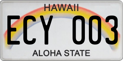 HI license plate ECY003