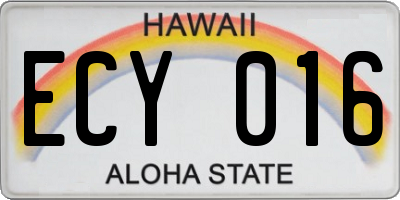 HI license plate ECY016