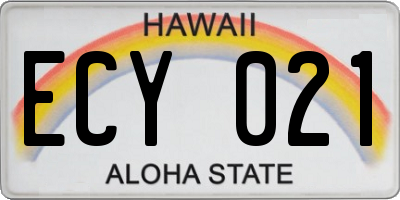 HI license plate ECY021
