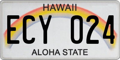 HI license plate ECY024