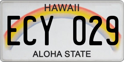 HI license plate ECY029