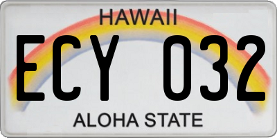 HI license plate ECY032