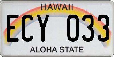 HI license plate ECY033