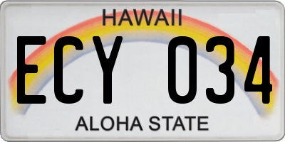 HI license plate ECY034