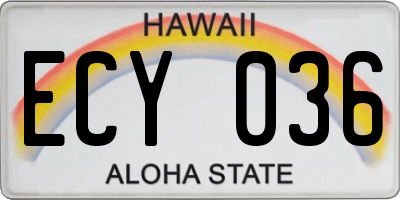 HI license plate ECY036