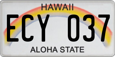 HI license plate ECY037
