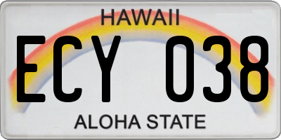 HI license plate ECY038