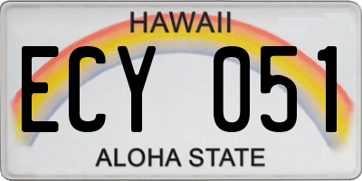 HI license plate ECY051