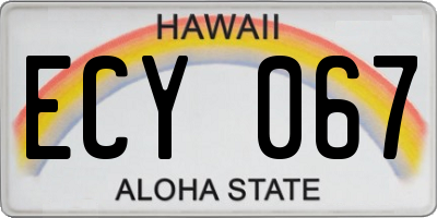HI license plate ECY067