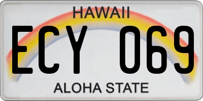 HI license plate ECY069