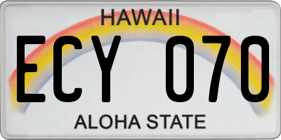 HI license plate ECY070