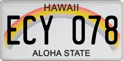 HI license plate ECY078