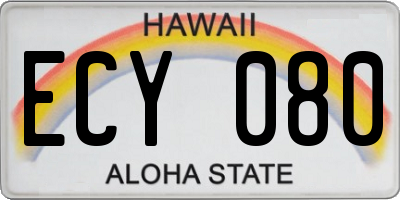 HI license plate ECY080