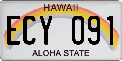 HI license plate ECY091