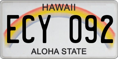 HI license plate ECY092